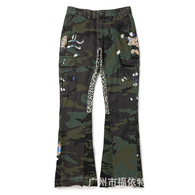 Dipartimento Galleria. Pantaloni a zampa Patchwork in Denim Unisex Jeans Casual Streetwear