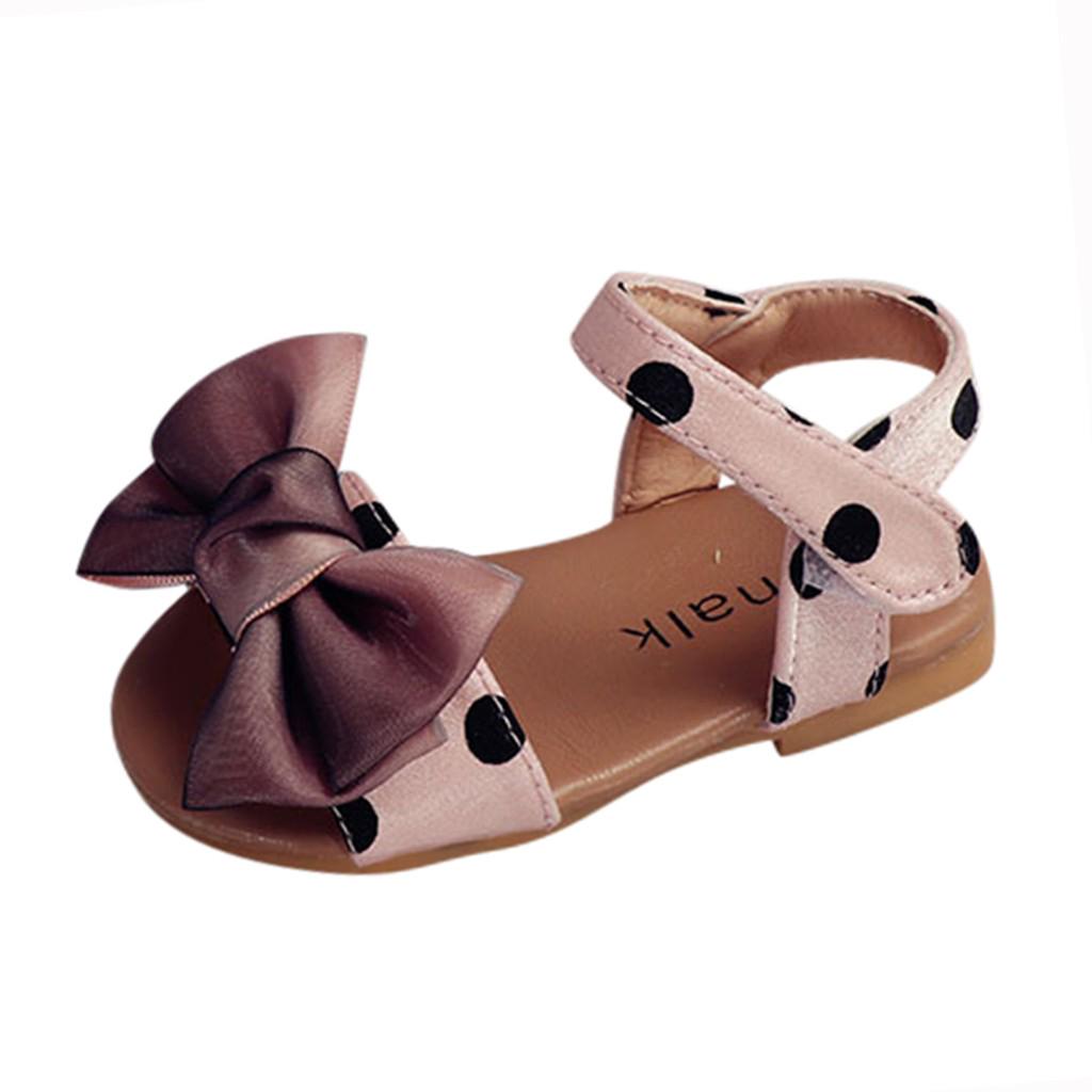 

(SU)Летние детские модные сандалии принцессы с бантом в горошек для маленьких девочек, обувь 21 белый