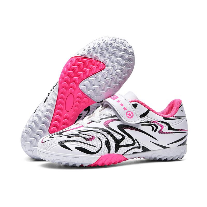 

Детские нескользящие, дезодорирующие, устойчивые к истиранию резиновые футбольные бутсы с короткими ногтями и волшебной наклейкой 37 розовый/белый