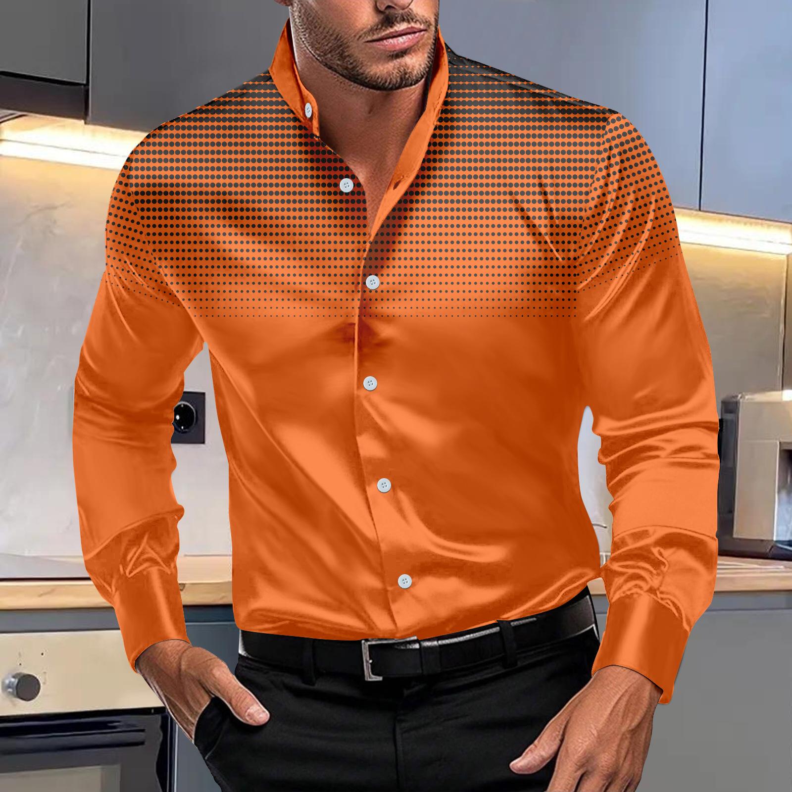 Men S Casual Stand Collar Long Sleeve Dot Print Shirt For Spring Autumn S
