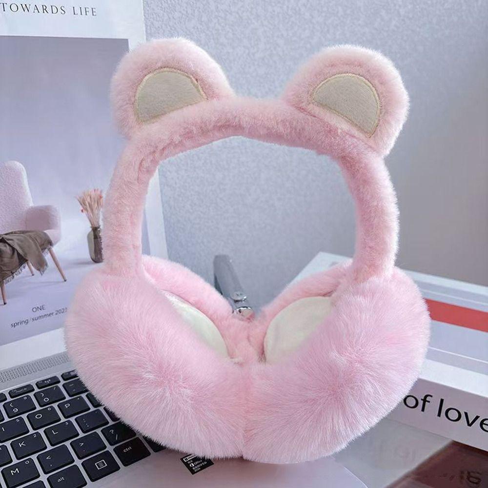 Cute Bear Ear Earmuffs Foldable Thickened Ear Cover Anti-Freeze Keep Warm Ear Warmer for Women Girls