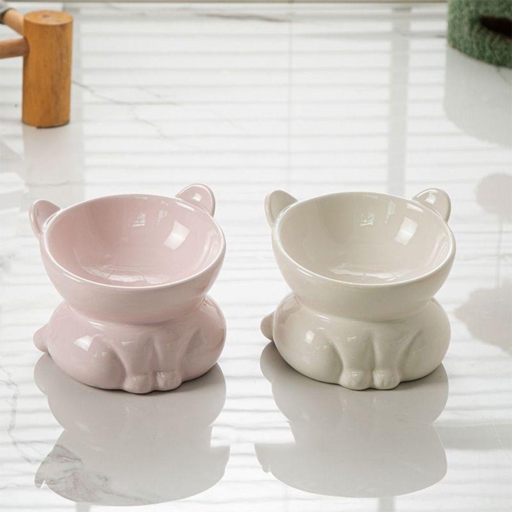 Ceramic Pet High Foot Bowl Cute Dog Food Feeding Basin Pet Supplies Cat Bowl  Neck Protection