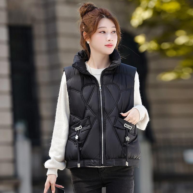 Down cotton vest women's autumn and winter short cotton jacket versatile down cotton vest vest vest vest stand collar vest jacket batch