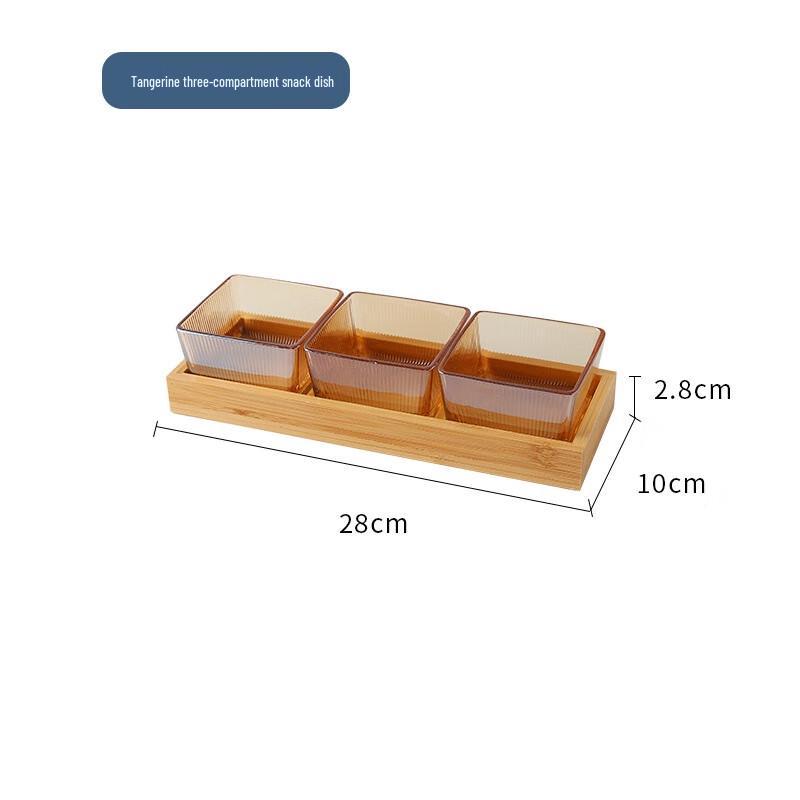 Qianxing Glass Plate & Bamboo Tray Serving Set