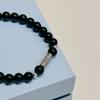 Sterling Silver Retro Obsidian Beaded Bracelet for Men and Women - High-End Couple Gift