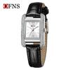 OFNS Elegant Women's Square Dial Watch: Simple Niche Bar Markers, Waterproof, Luxury Diamond Inlaid Quartz.