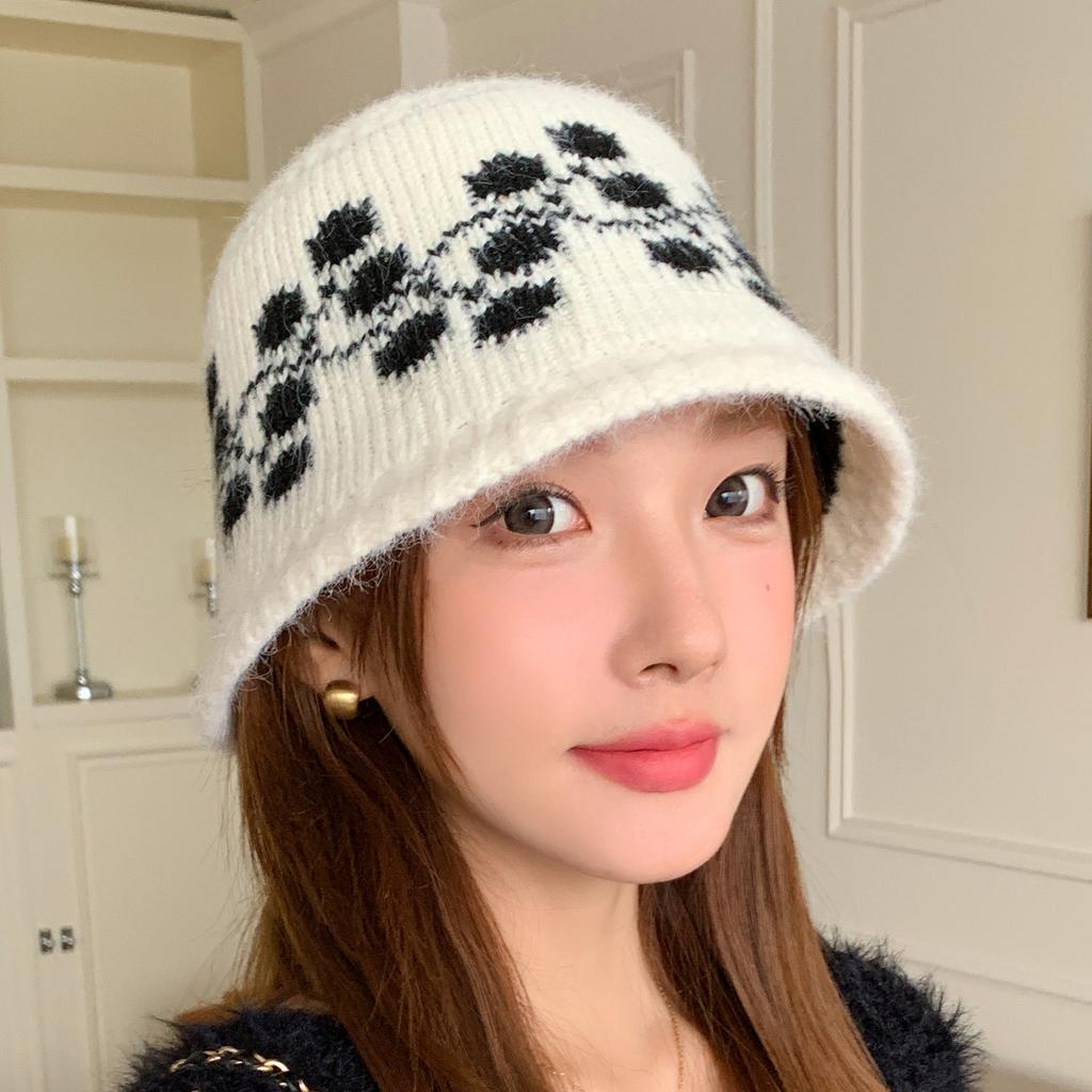 Vintage Jacquard Knitted Hat Autumn Winter Bucket Hat, Women's Hat Warm Ear Protection Beanie Wholesale