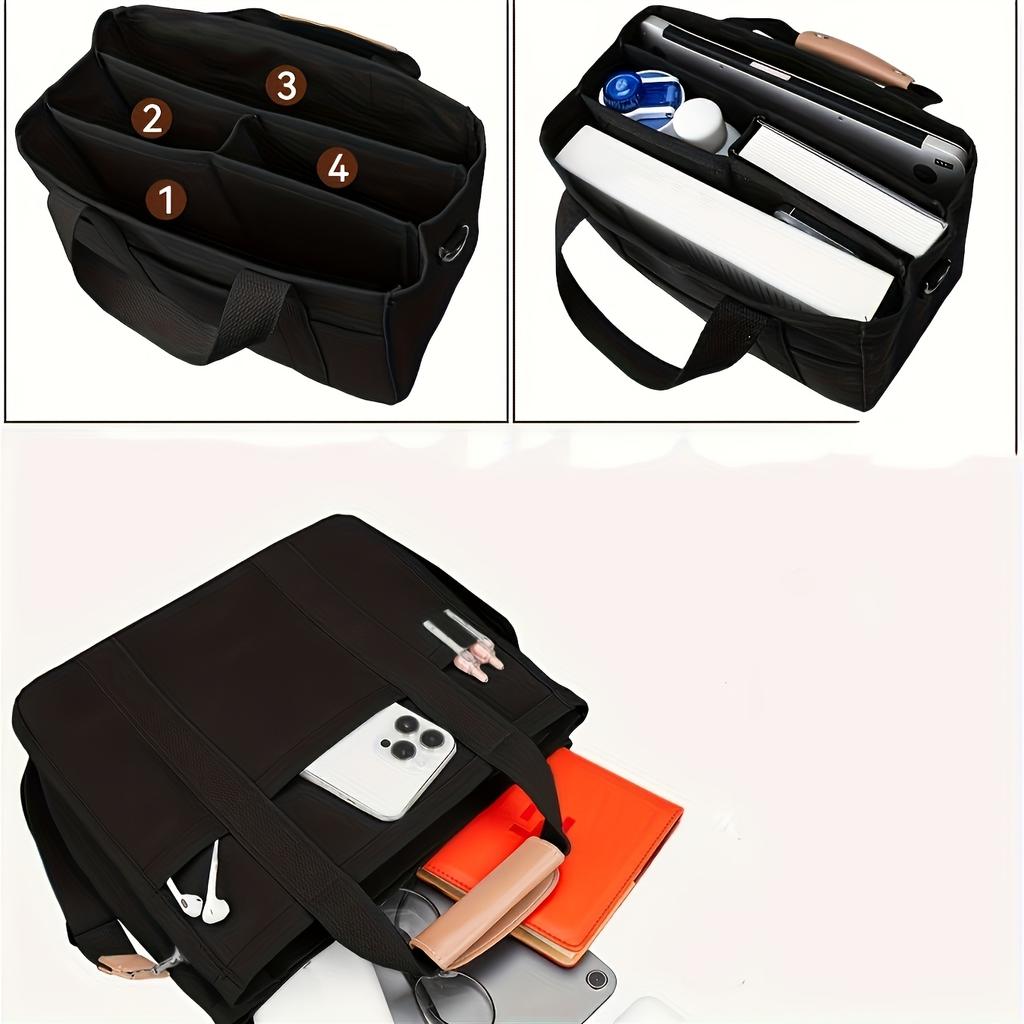 Large Capacity Multi-Pocket Shoulder Bag with Compartments, Multifunctional Tote, Durable Handles, Beige