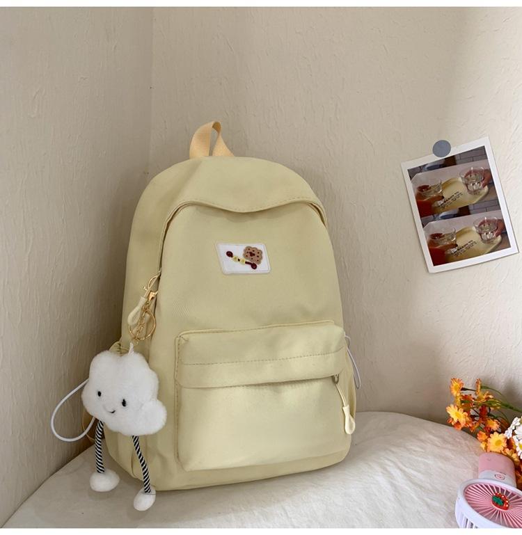 Schoolbag Japanese ins soft sister backpack Korean version solid color large capacity student schoolbag sweet and fresh girl casual backpack