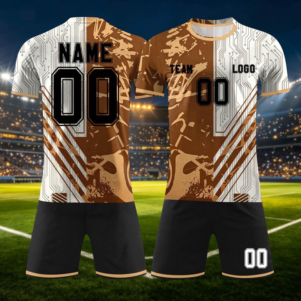 Conjunto Deportivo Personalizado de Dos Piezas DIY con Camiseta de Manga Corta y Pantalones Cortos para Uniformes de Equipo y Estampación Personalizada