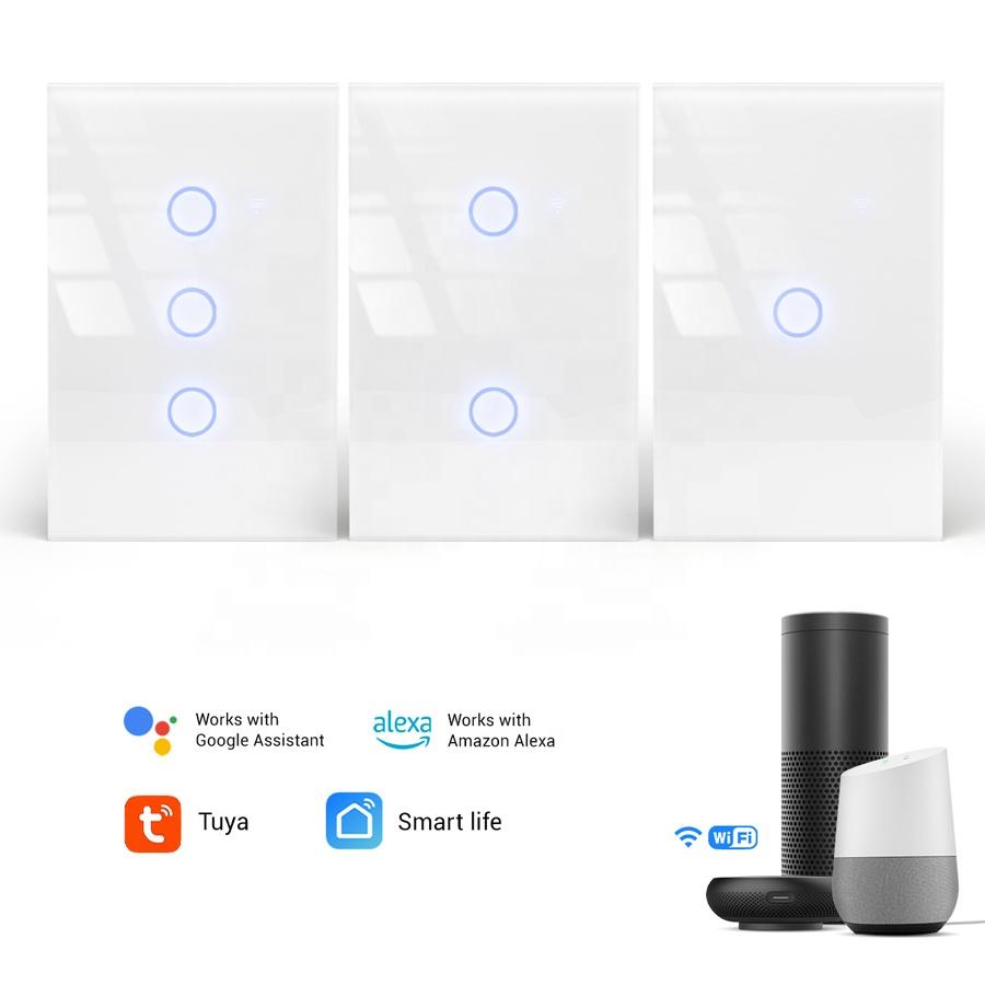 Multi-Control Association Flush Smart Light Switch, 1 Gang WiFi Touch Switch with Smart Life APP Control Neutral or Capacitor