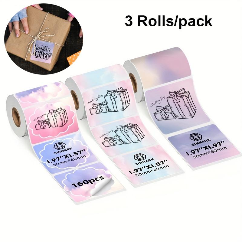 50Mm X 40Mm 3 Rolls/Set  Thermal Label Printer Sticker Self-Adhesive Color Laser Thermal Paper 3 Rolls