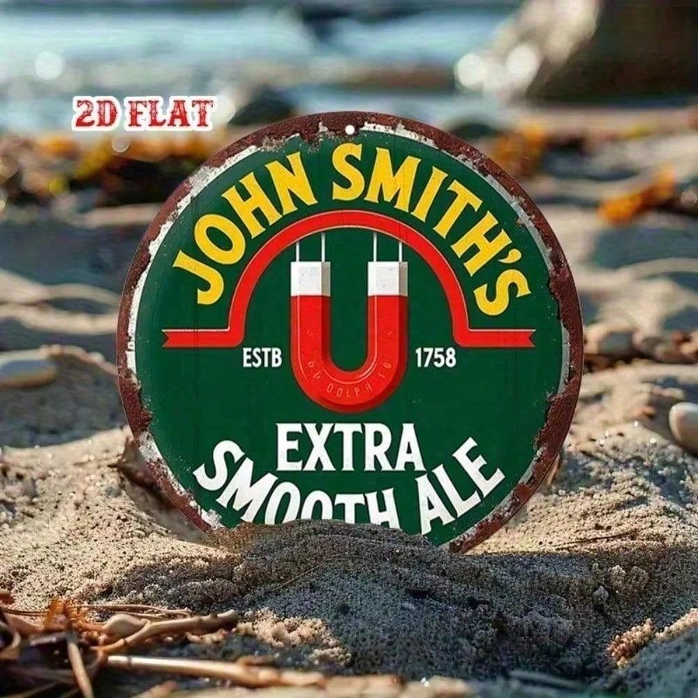 Retro Smooth Ale Beer Metal Round Wall Sign 7.87 Inch Vintage Tin Plate Aluminum Home Bar Decor