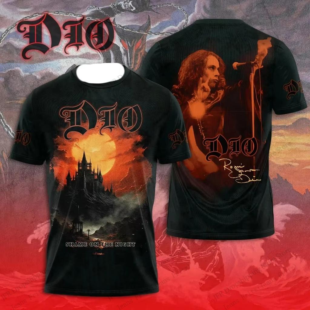 Retro Rock Dio Band 3d Graphic Print T-shirt Men Women Fashion Casual Oversized Short Sleeve Tops Tees Men Clothing Album