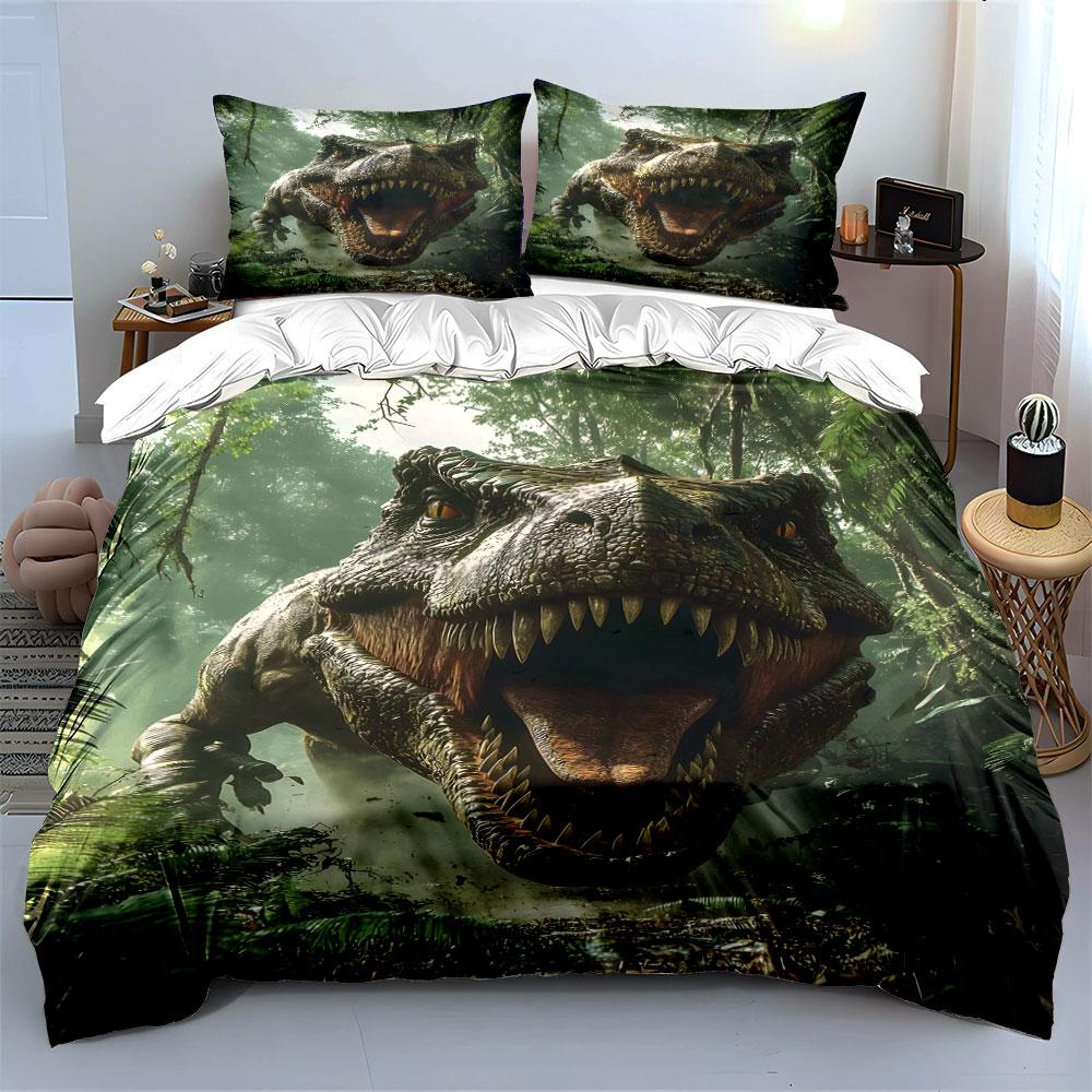 Ferocious Dinosaur In Forest Bedding Sets Duvet Cover Sets Duvet Covers Pillowcases(1 * Duvet Cover 2 * Pillowcases Without Duvet Insert)