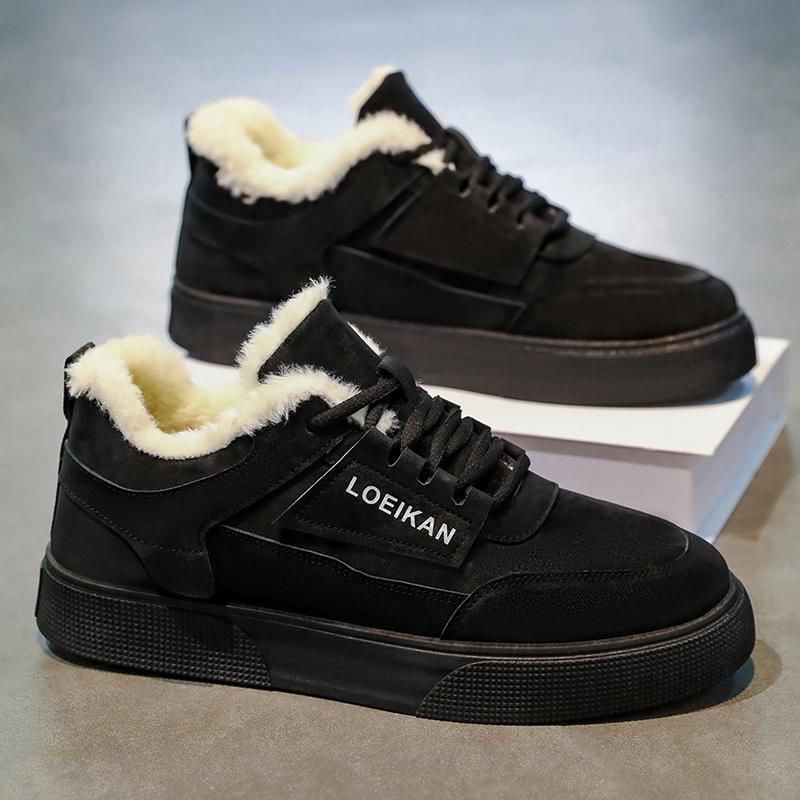 Men's casual versatile cotton shoes winter warm plush outdoor walking shoes fashion youth non-slip soft-sole plus size work shoe