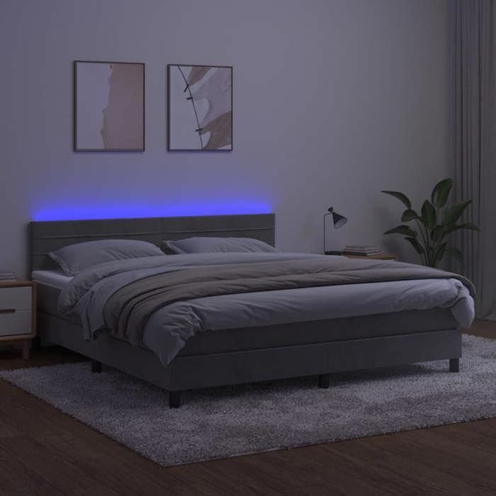 Maison Exclusive - Sommier à lattes de lit avec matelas LED Gris clair 180x200 cm