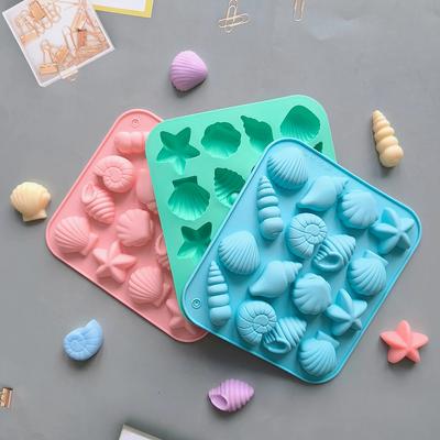 Moldes de Silicona para Chocolate de 16 Agujeros con Forma de Concha Marina Moldes 3D de Caracola para Gelatina Fondant Forma de Estrella de Mar Decoración de Fiesta de Resina Velas Regalos de Cumpleaños