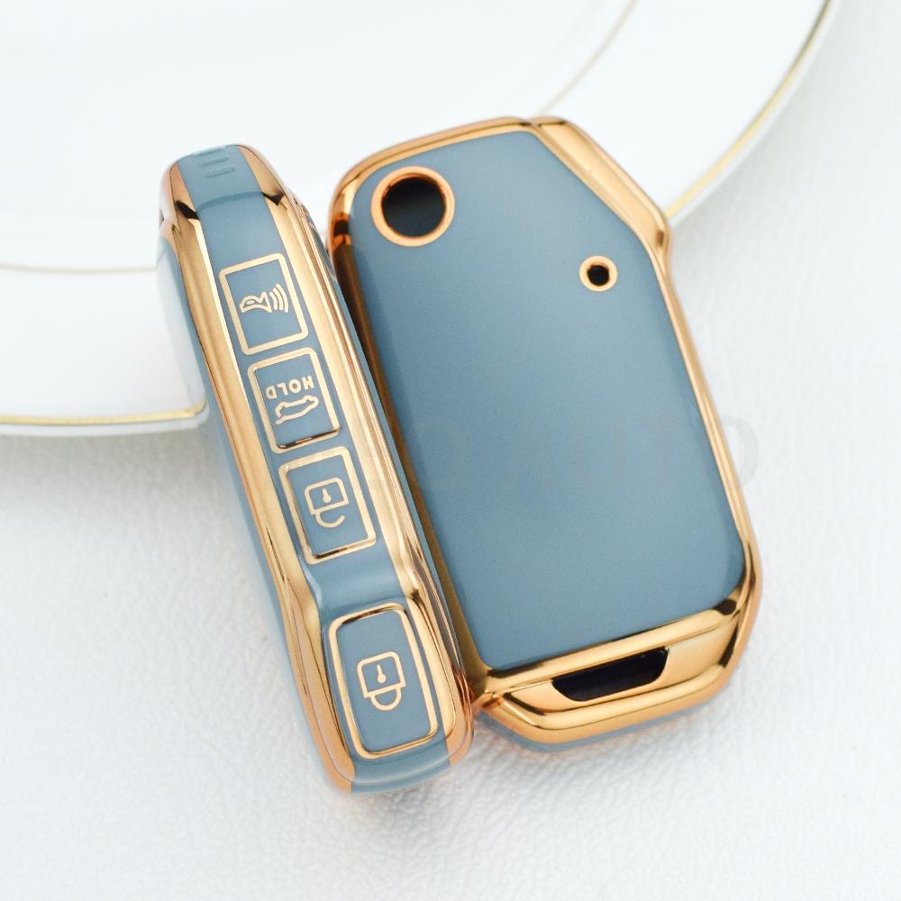 4 Buttons Car Flip Key Case For Kia Sportage Ceed Xceed Sports K5 Seltos     Car Key Cover Holder Key Chain Set