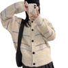 New autumn top striped contrasting color knitted cardigan women's loose lazy wind age-reducing women's sweater jacket