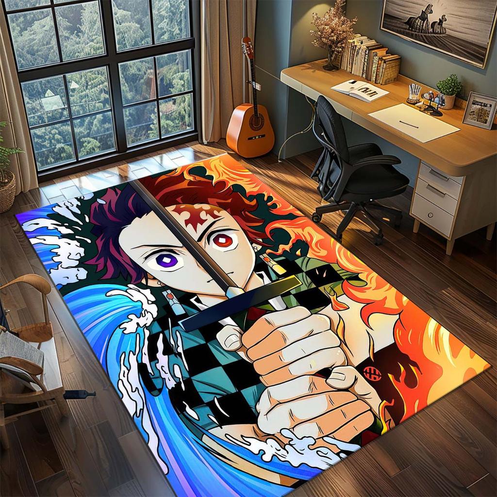 Demon Slayer Anime Rug Carpet Large Area Rug Non Slip Washable Floor Mat Gamer Room Bedroom Home Decor -QJY