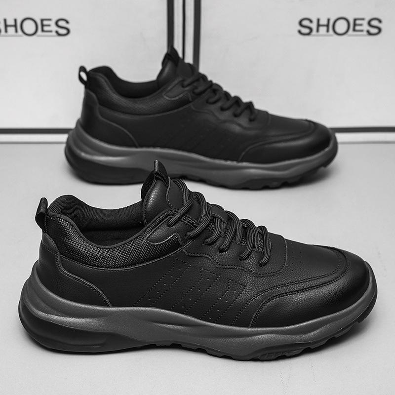 Men's shoes 2025 autumn new men's lightweight platform casual board shoes non-slip fashion leather shoes trend