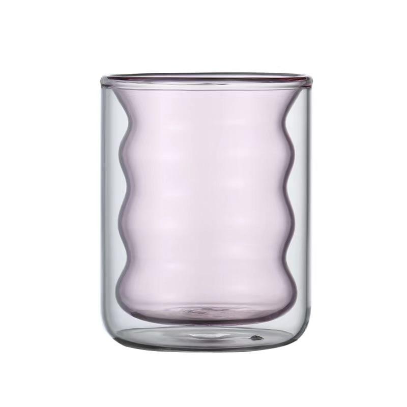 Double Wall Glass Cup Colored Spiral Milk Creative Drinkware Home Coffee Office Juice Coffee Teacup Drinking Water SMugs for Daily Use