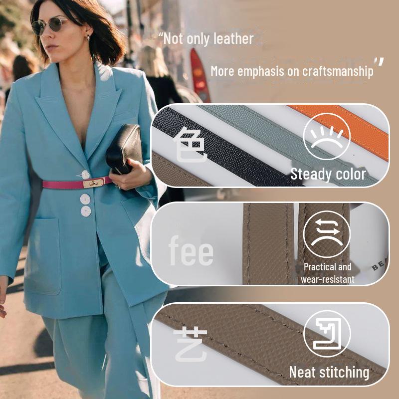 Vintage Stil Echtes Leder Damen Skinny Taillengürtel zur Kleiderdekoration