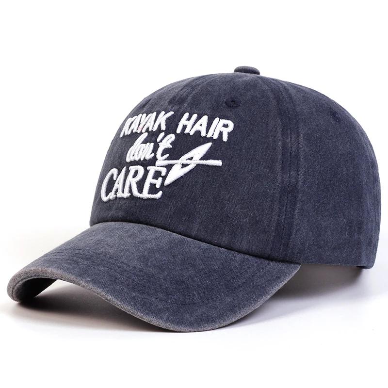 

Unisex KAYAK HAIR DONT CARE Canoe Embroidery Wash Baseball Caps Spring Autumn Outdoor Adjustable Casual Hats Sunscreen Hat Cap тёмно-синий