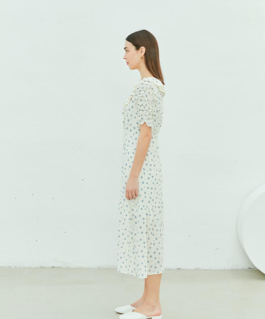 Near And Dear Floral Ruffle Chiffon Dress_Yellow