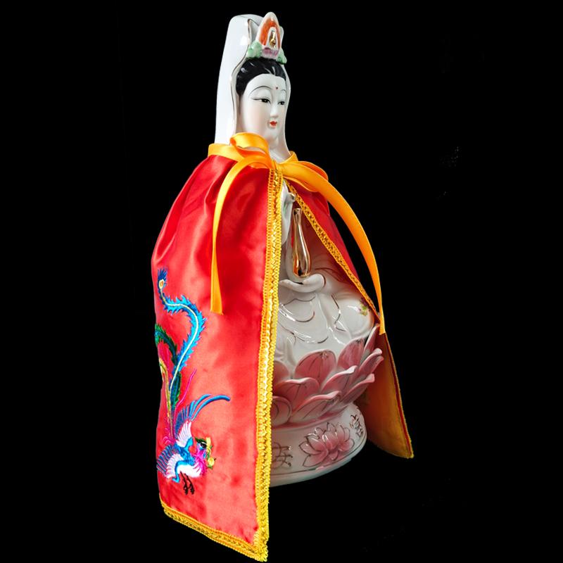 Only Cloak Zen Lotus Guanyin Buddha Statue Small Cloak Guanyin Bodhisattva Goddess Decor Embroidered Shawl Without Resin Buddha
