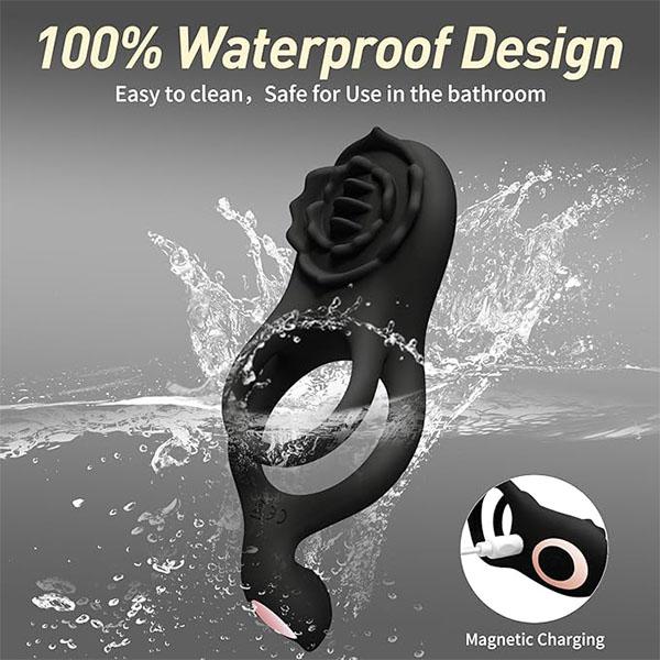 Vibrating Cock Ring for Couples,Penis Ring with 9 Modes Male Vibrator Sex Toy with APP Control Perineum,Nipple,Rose Clitorals Stimulator