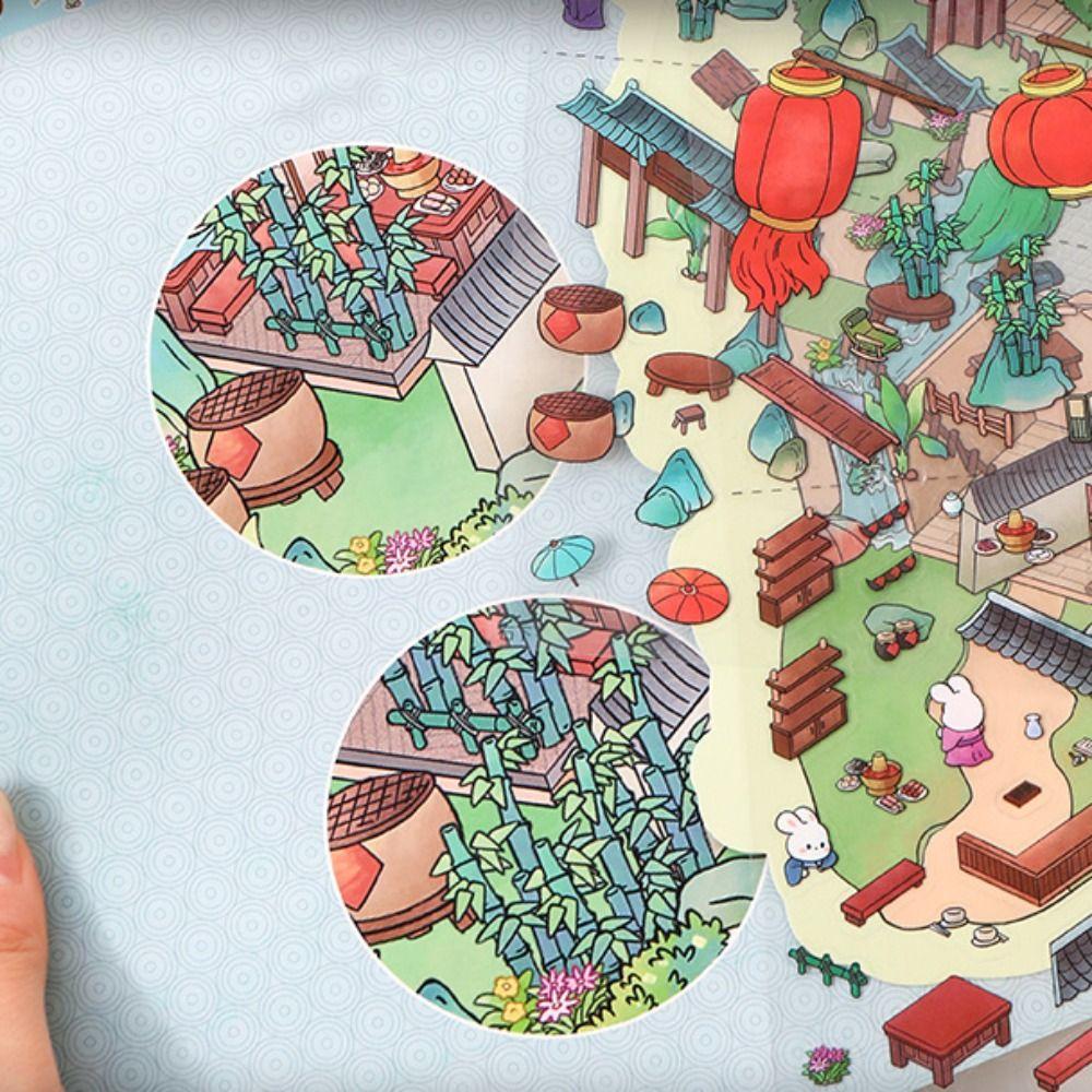 New Cartoon Miniature Scene 3D Stickers DIY Three-dimensional 3D Landscape Sticker Kawaii Miniature Scene Book Student Child