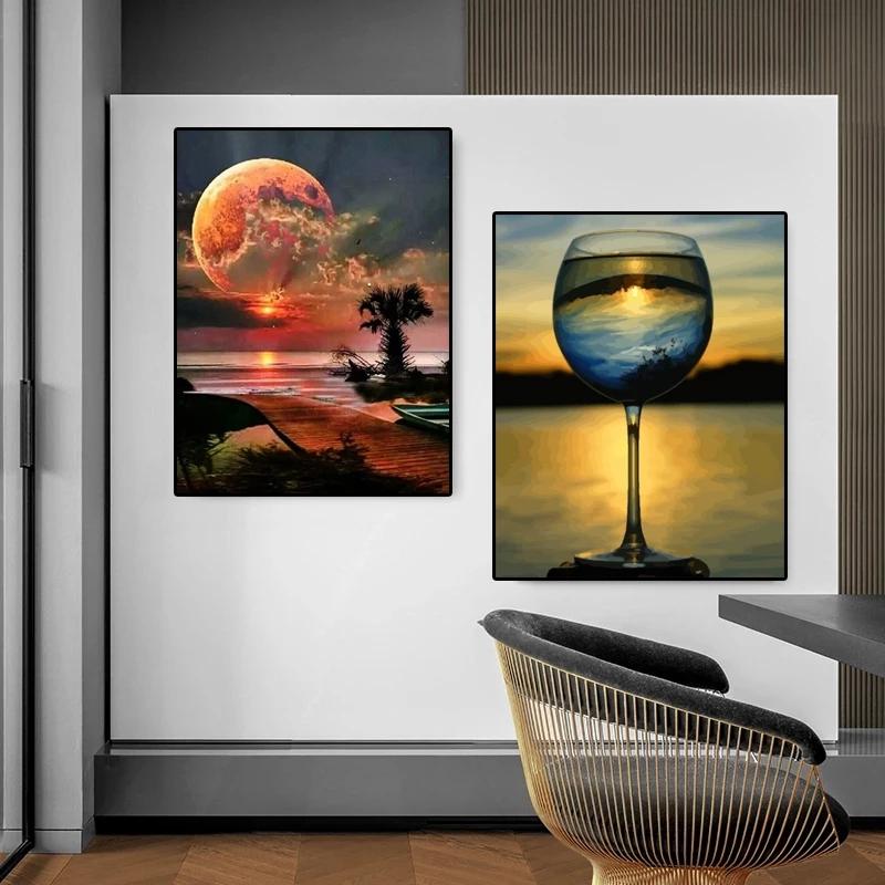 Landschaft Landschaft Leinwand Malerei Romantische Urlaub Paar Bilder Wohnzimmer Schlafzimmer Moderne Wohnkultur Wand Kunst