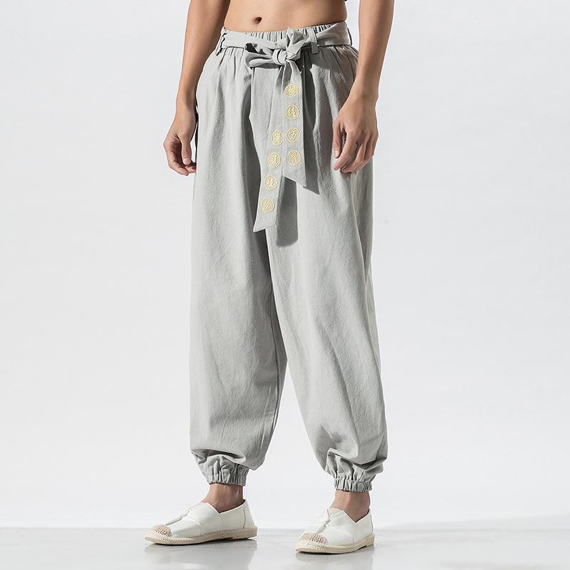 Männer Baumwolle Leinen Samurai Kostüm Ukiyo-e Druck Gürtel Retro Haremshose Hose Harajuku Hip Hop