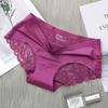 Women's Ultra-Thin Ice Silk Lace Mid-Waist Panties - Seamless, Breathable, Cotton Crotch, Plus Size, Sexy, Skin-Friendly Triangle Design