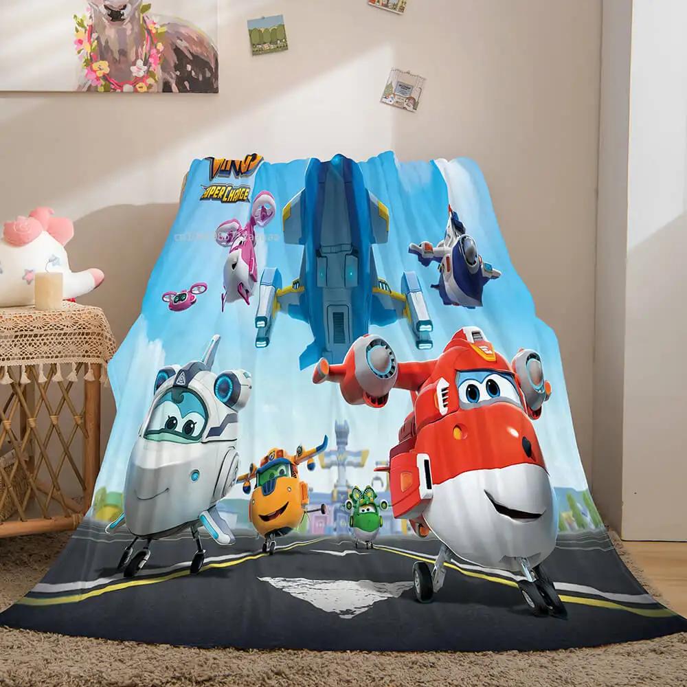 Super Wings Blanket Cartoon Child Flannel Throw Blankets Micro Fleece Cozy Plush Covers for Bed Car and Home Decoration
