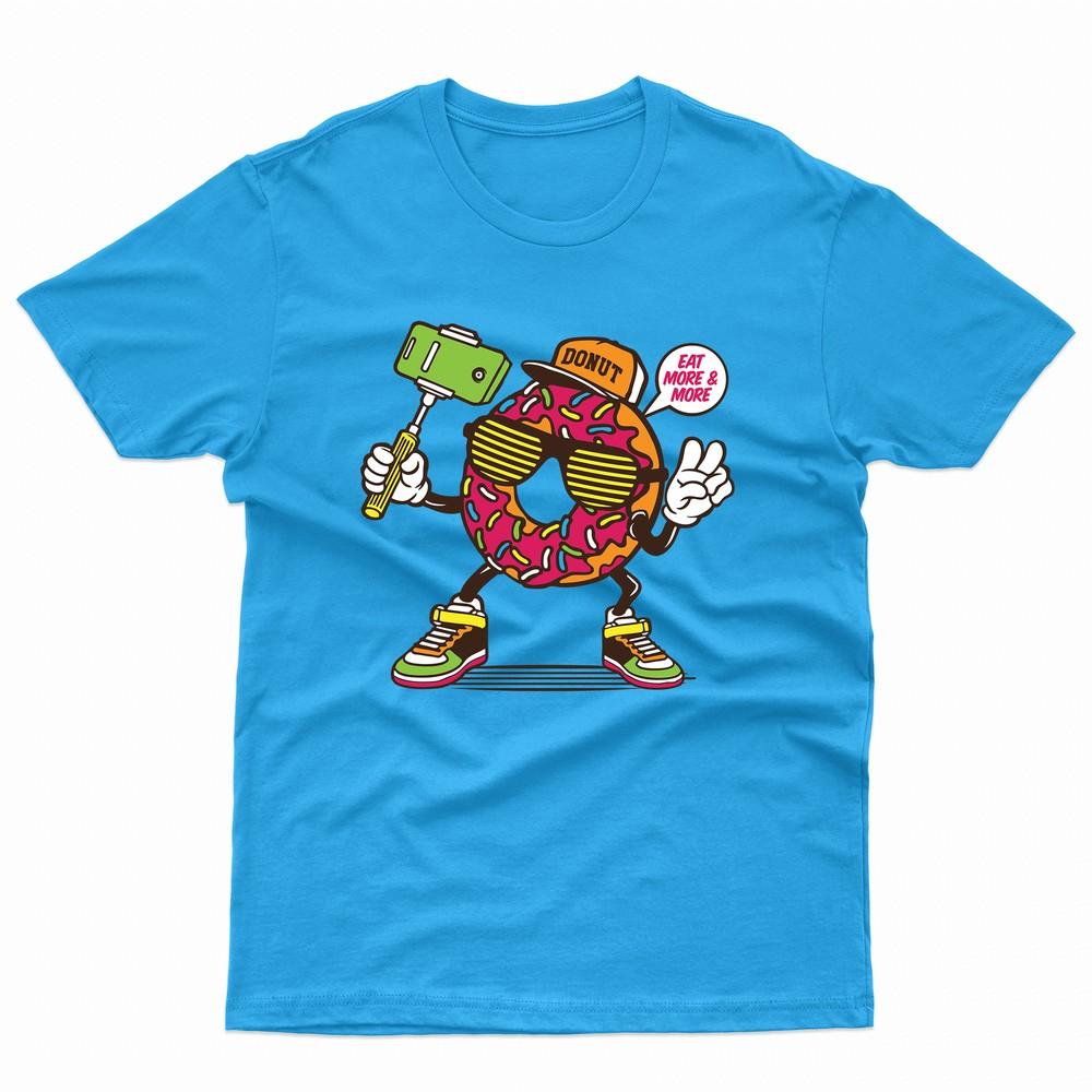 

Donut Selfie Stick Character With Sneaker Shoe Funny T-Shirt Kids Adults 4XL