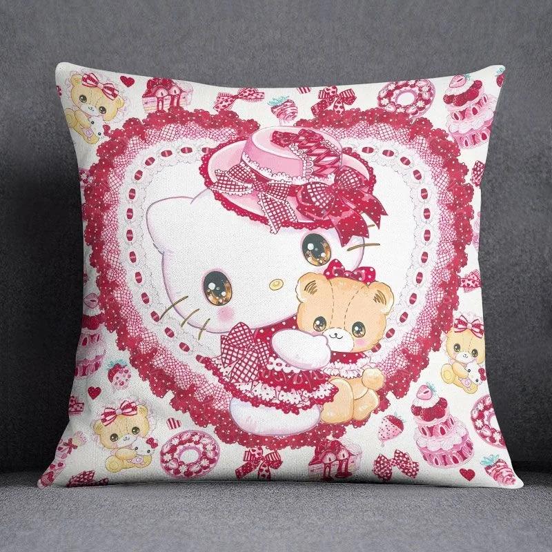 Cartoon Sanrio Pillow Cover Hello Kitty Kulomi Living Room Sofa Cushion Cover Bedroom Home Decoration Child Room Decoration