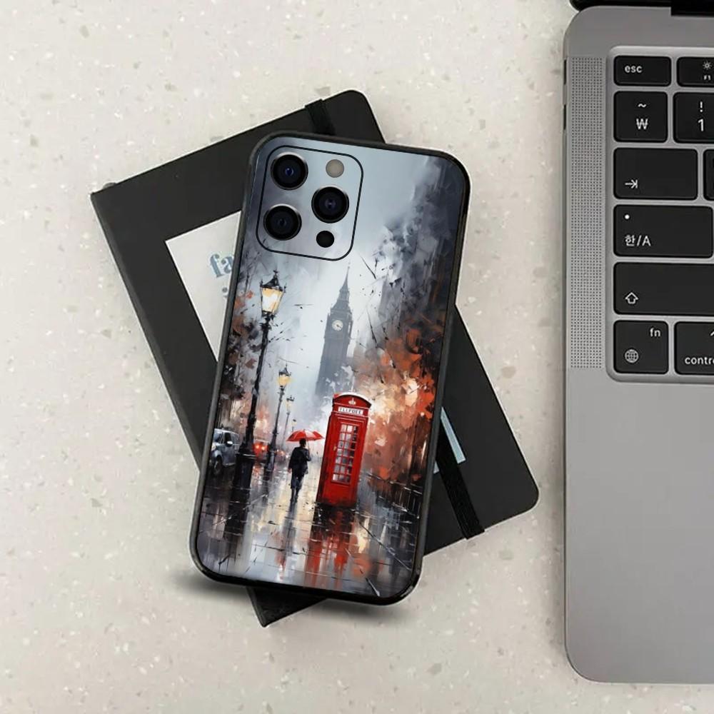 London Red Bus Big Ben Phone Case For Apple iPhone 15,14,13,12,11,Pro,X,XS,Max,XR,Plus,Mini Soft Black Cover