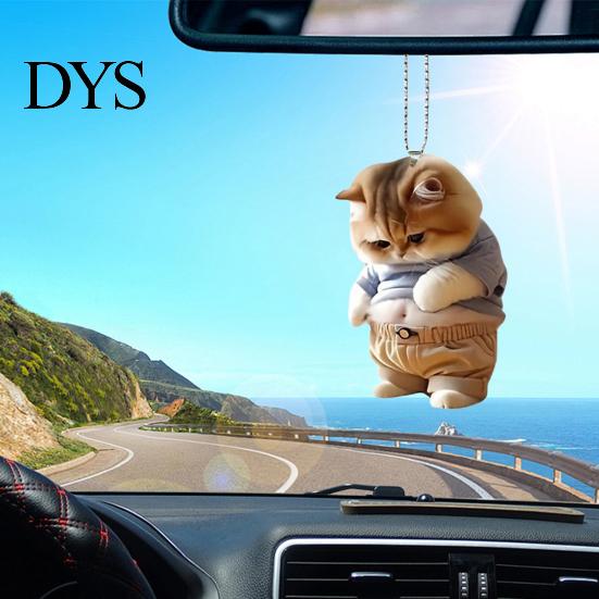 Fat Belly Cat Decor Automobile Pendant Car Ornament Lightweight Colorful Decoration Acrylic Hanging Mirror Windows Bags Striking