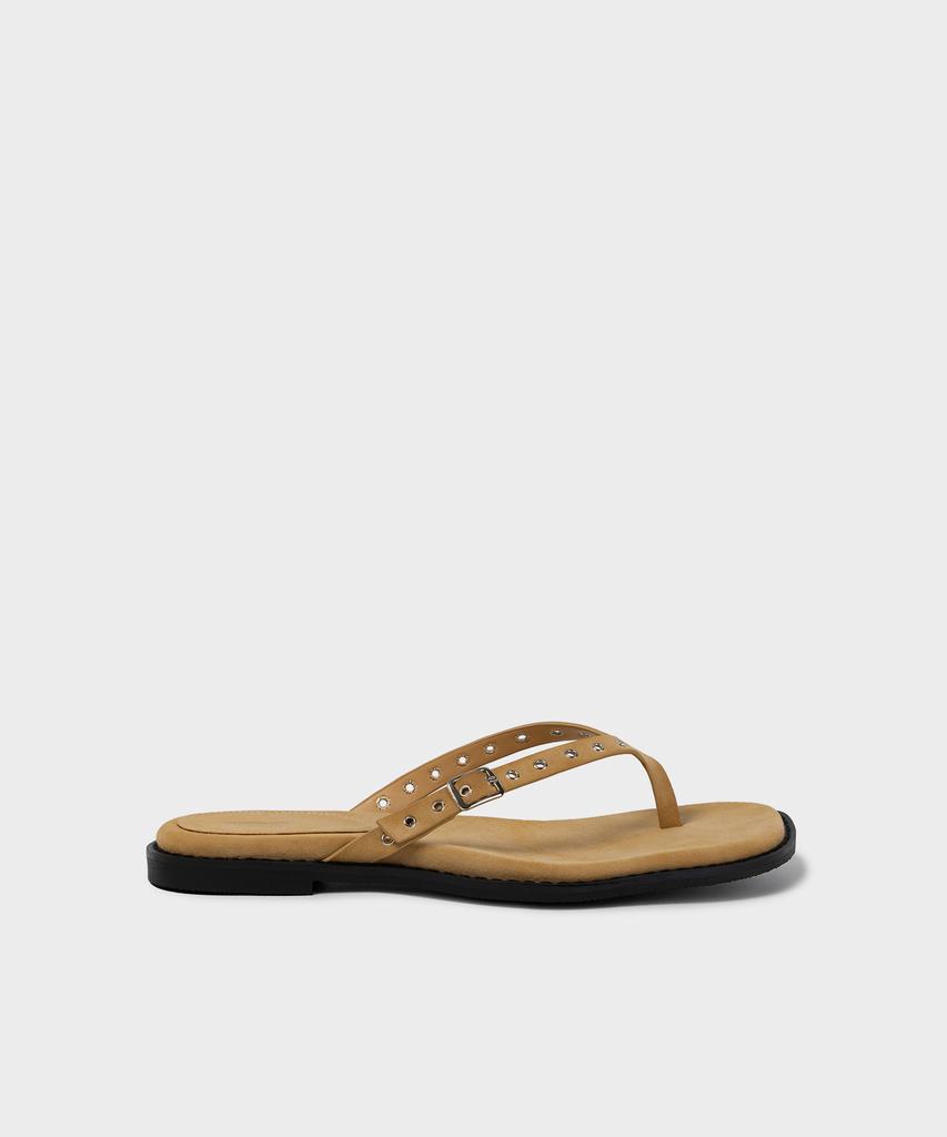 Khiho Eyelet Flip-Flops Beige