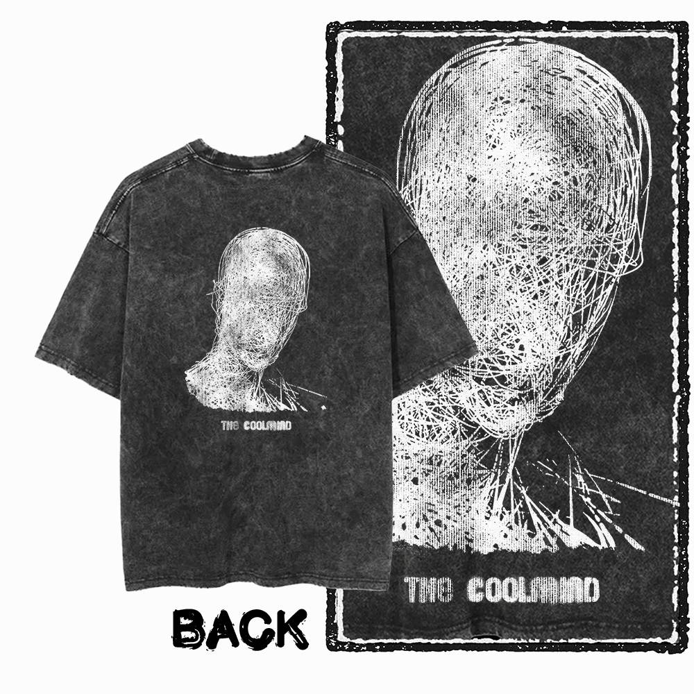 G Back Print Cool Cotton COOL Printed Mens Tshirt Acid Washed Streetwear Big Size Vintage Oneck Mens Tee Tshirt