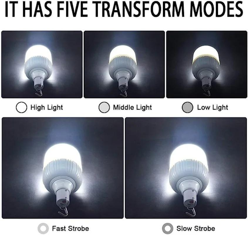 USB Rechargeable LED Emergency Light Portable Lantern for Power Outage Outdoor Light Bulb Hiking BBQ Camping Light Flashlight