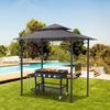 YODOLLA BBQ Gazebo - Double-Tier Canopy, Rust-Resistant Steel Frame, Side Shelves with Hooks 2,4m×1,5m - Gray