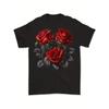 European Sizes Men's Gothic T-Shirt with Red Roses - Retro Goth Style Round Neck Tee, Suitable for Casual Wear & Themed Events