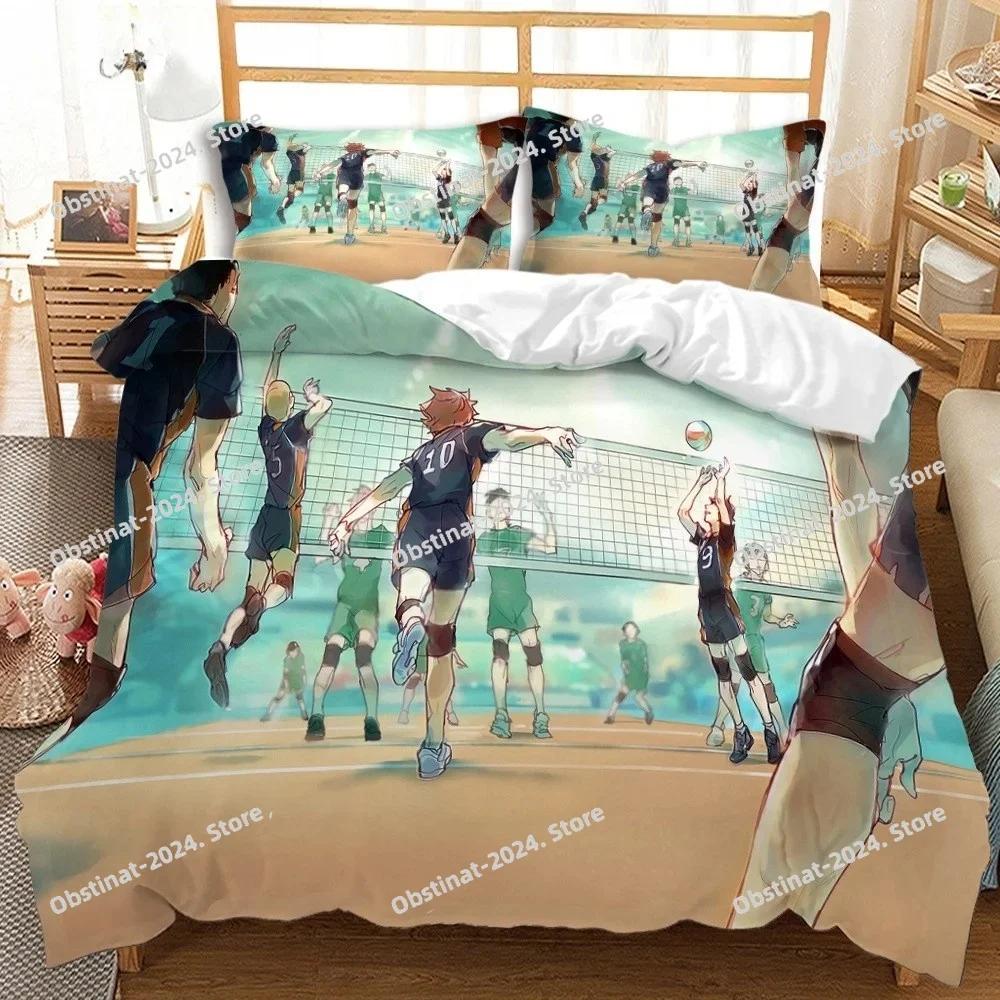 Haikyuu Bedding Set Volleyball Boys Print Bed Set With Pillowcase Bed Duvet Cover Soft Single Double Queen Super King Size