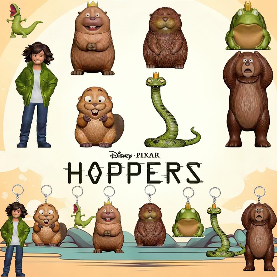 8-16Pcs Hoppers Mabel King George Frog Q Version Figure Keychain Toy Vinyl Figure Pocket Keychain Model Toy Fans Gifts