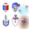 New Copper Star Blue Red Denim Skull Head Football Charms Beads Fit Original Bracelets Diy Jewelry Gift