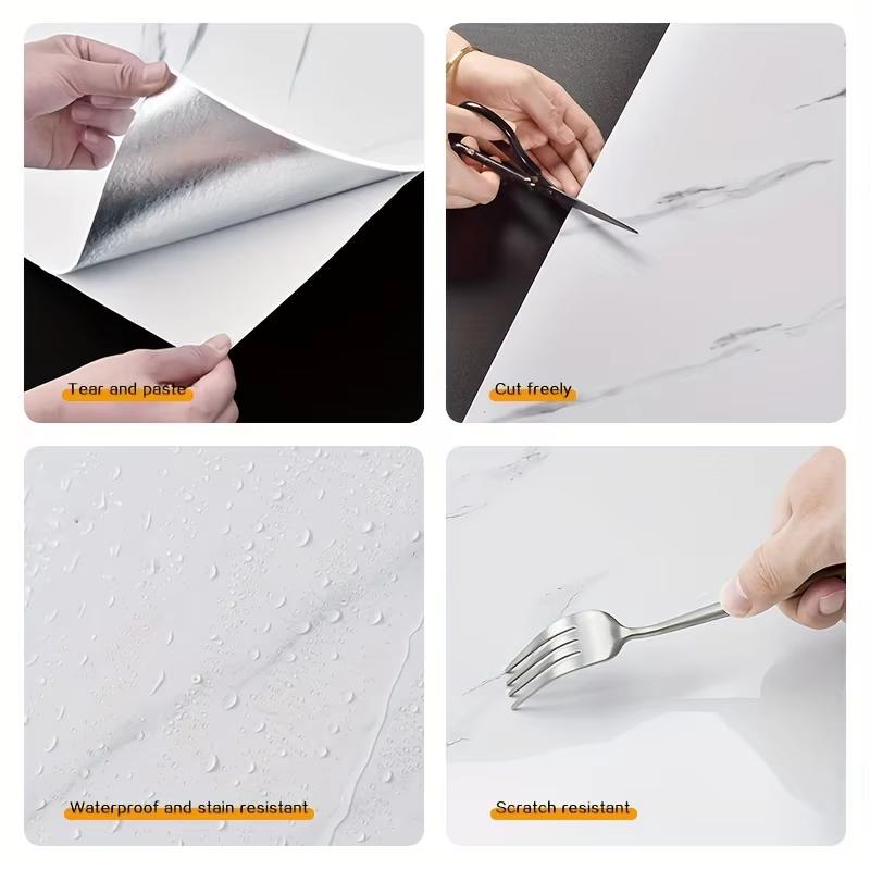 10pcs Wall Sticker PVC Imitation Ceramic Tile Wallpaper Waterproof Kitchen Bathroom Imitation Marble Renovation Background Decor